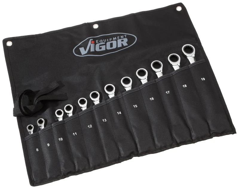 Vigor V1031 Ratcheting Combination Wrench Long Style Set