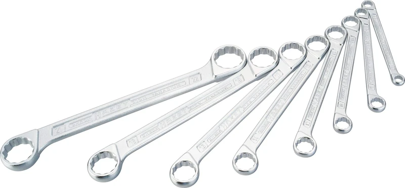 HAZET 610N/8 12-Point Traction Profile Polished Head Double Box-End Wrench Set - Chrome-Plated