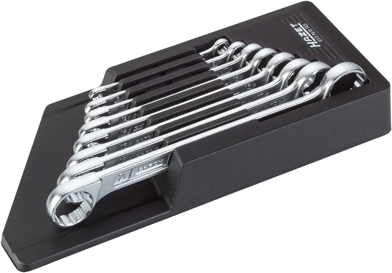 HAZET 610N/8RS 12-Point Traction Profile Polished Head Double Box-End Wrench Set - Chrome-Plated