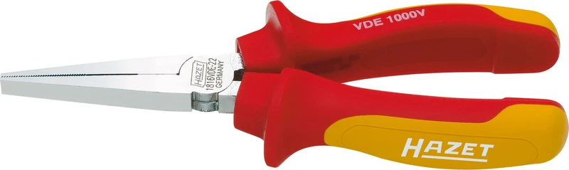 HAZET 1816VDE-22 160 mm VDE Flat Nose Pliers with Protective Insulation - Bright Chrome-Plated