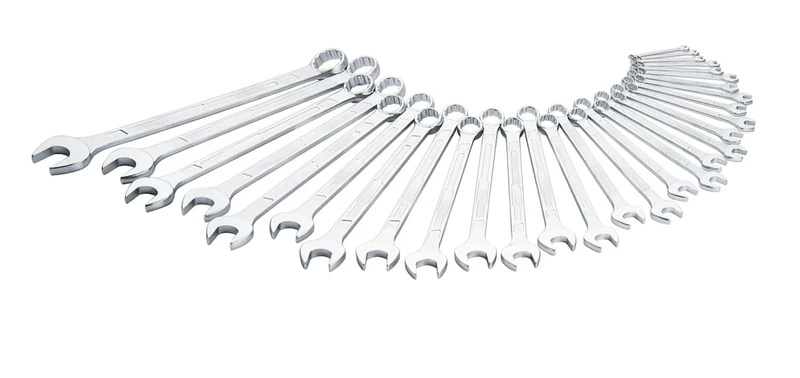HAZET 600N/30 12-Point Traction Profile Polished Head Combination Wrench Set - Chrome-Plated