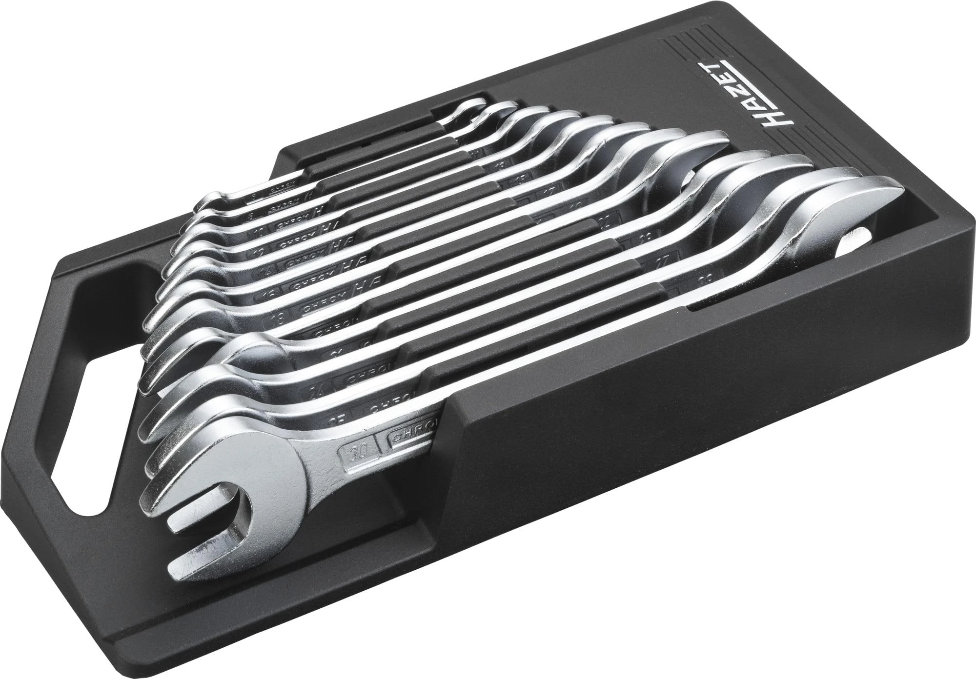 HAZET 450N/12NRS Hexagon Profile Double Open-End Wrench Set - Chrome-Plated