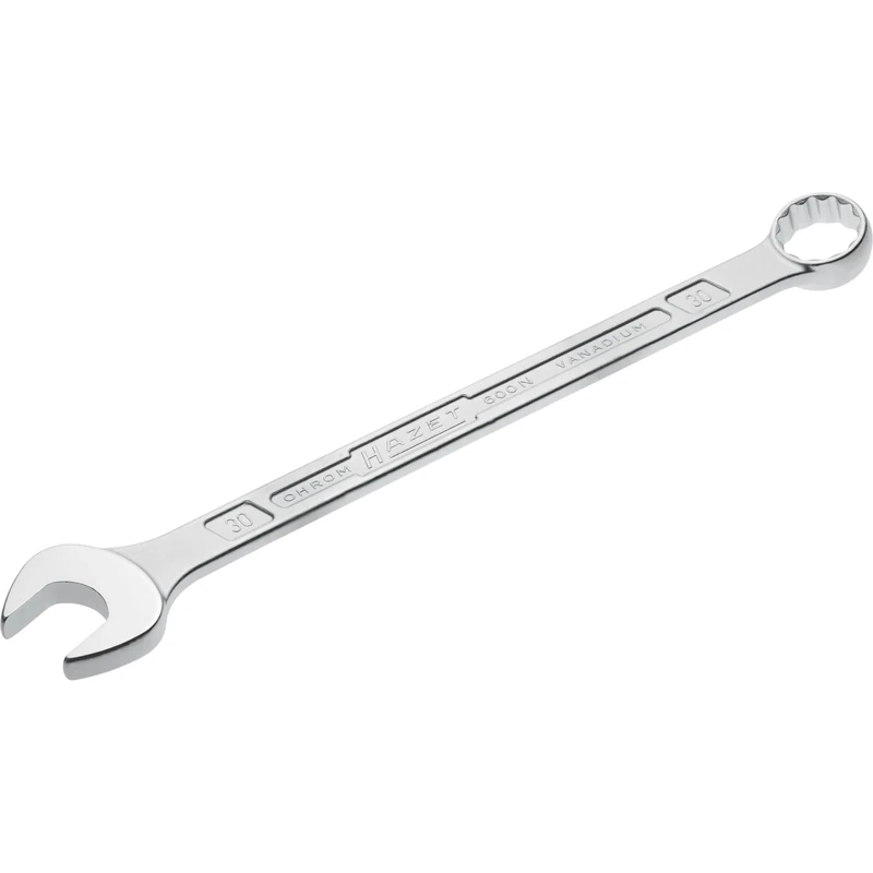 HAZET 600N-30 405.5 mm 12-Point Traction Profile Polished Head Combination Wrench - Chrome-Plated