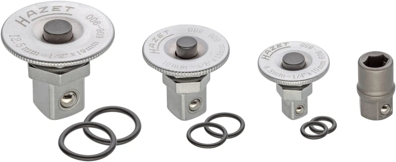 HAZET set di adattatori per chiavi ad anello a cricchetto 606/4SPC, con pomello di bloccaggio, set da 4 pezzi, 3 adattatori per chiavi ad anello a cricchetto con pomello di bloccaggio - Image 1