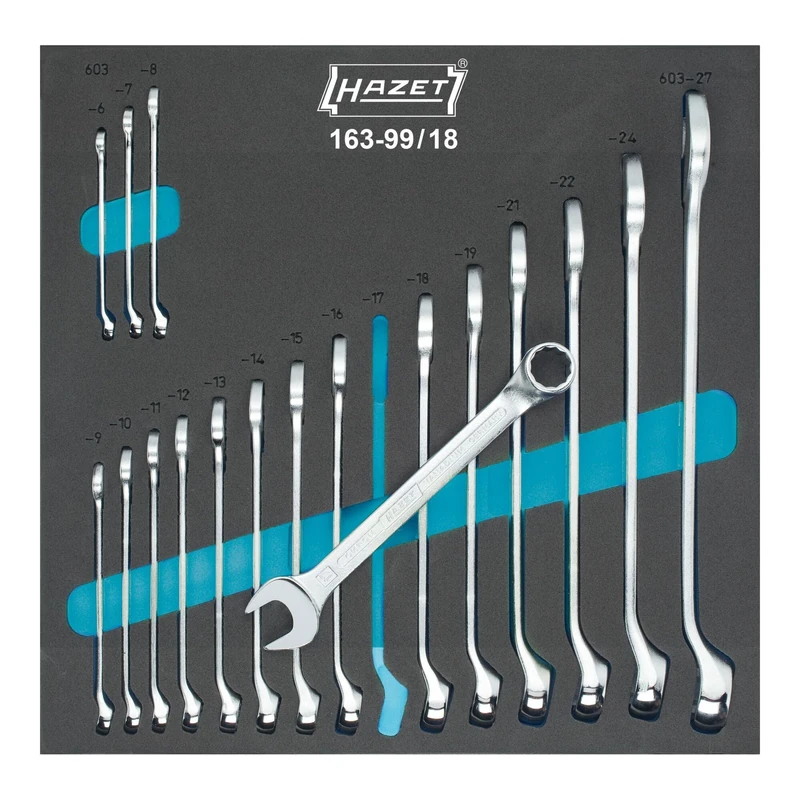 HAZET 163-99/18 12-Point Traction Profile Combination Wrench Set - Multi-Colour