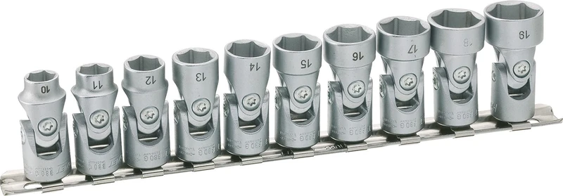 HAZET 880G/10H 240 mm 6-Point Joint Socket Set - Chrome-Plated/Polished
