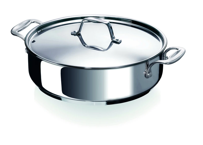 Beka Chef Stainless Steel Saute Pan with 2 Side Handles and Lid 28 cm, silver