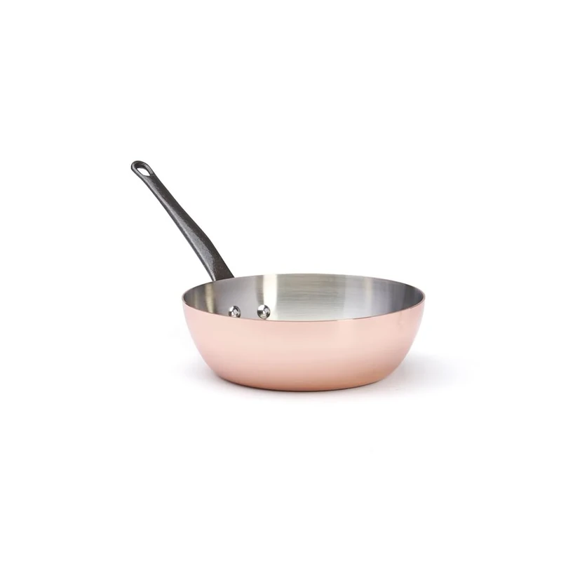 De Buyer 6464.24 Inocuivre First Class Conical Sauté Pan with Cast Iron Handle, without Lid, 24 cm Diameter