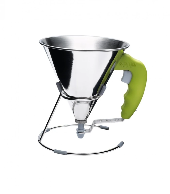 De Buyer 3353.20 Kwik Stainless Steel Mini Piston Funnel, 0.8 Litres, Green
