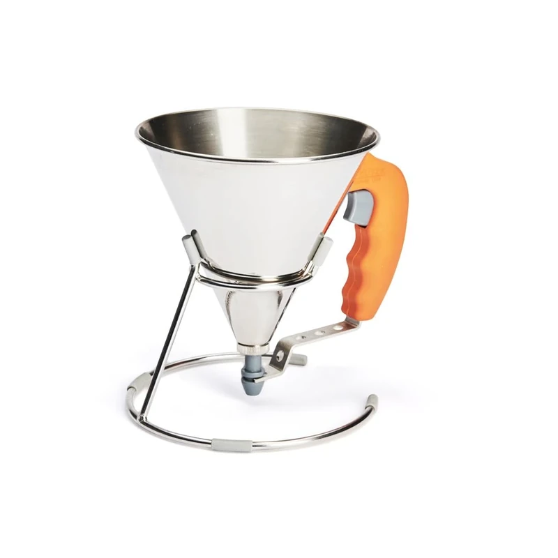 De Buyer 3353.30 Kwik Mini Piston Funnel 0.8 Litres - Stainless Steel Orange