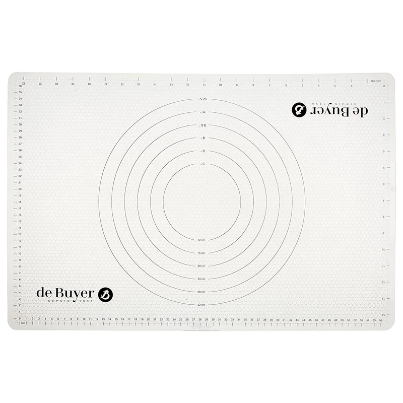 De Buyer 4937.60-Non-Stick Silicone Pastry Mat with Marks, 60 x 40 cm