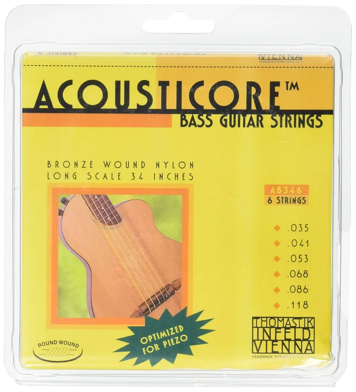 Thomastik strings for acoustic bass phosphor bronze with nylon core set AB346 6-string (C, G, D, A, E, B)