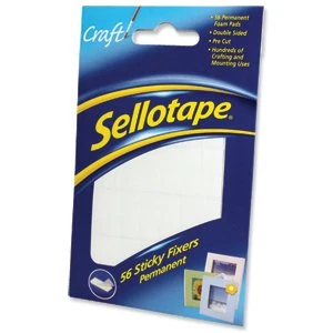 Sellotape Sticky Fixers 3798, double sided foam pads, 12x25mm, PACK of 56
