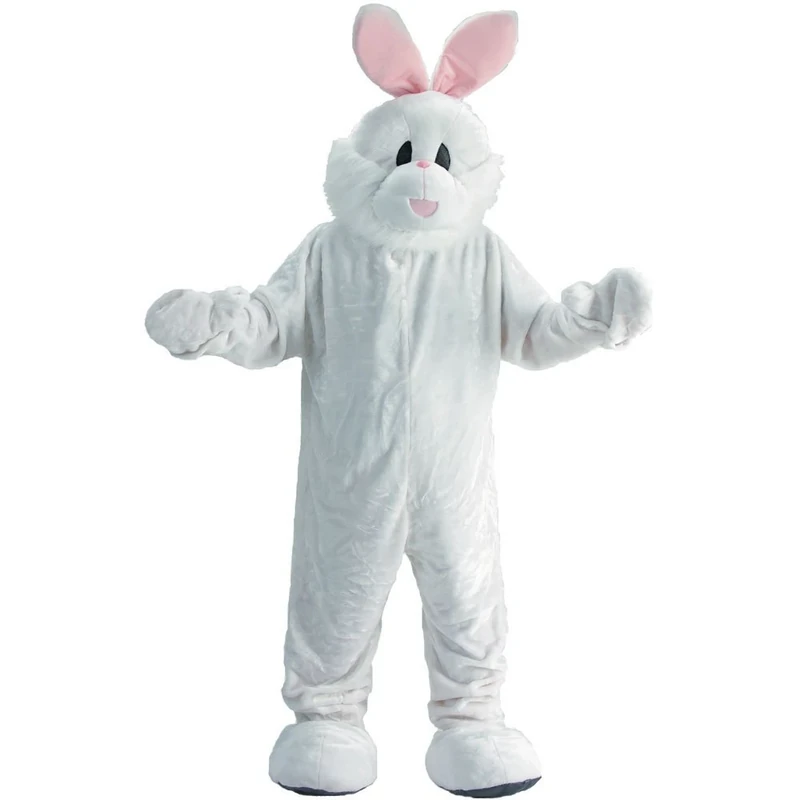 Dress Up America Kids Easter Bunny Mascot Costume, White, Ages 12-14 (Waist 34-38 Inch, Height 50-57 inch)
