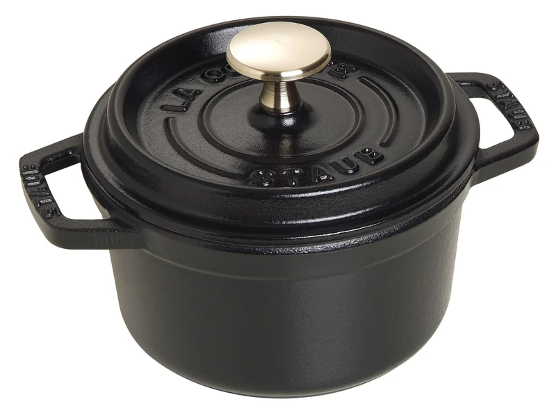 STAUB Black 0.8L Cast Iron Roaster - 14 cm Round Dutch Oven