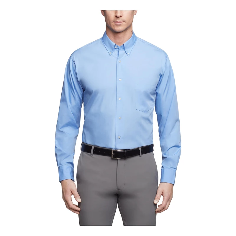 Van Heusen Men's Dress Shirts Regular Fit Silky Poplin Solid, Periwinkle, 19.5"-20" Neck 36"-37" Sleeve - Image 1