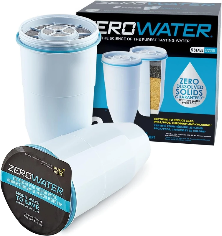Culligan Zerowater 5-Stage Water Filter Replacement, IAPMO Certified to Reduce PFOA/PFOS, Fluoride, Lead, Chromium and Other Heavy Metals- 0 TDS, BPA Free, 2-Pack - Image 1