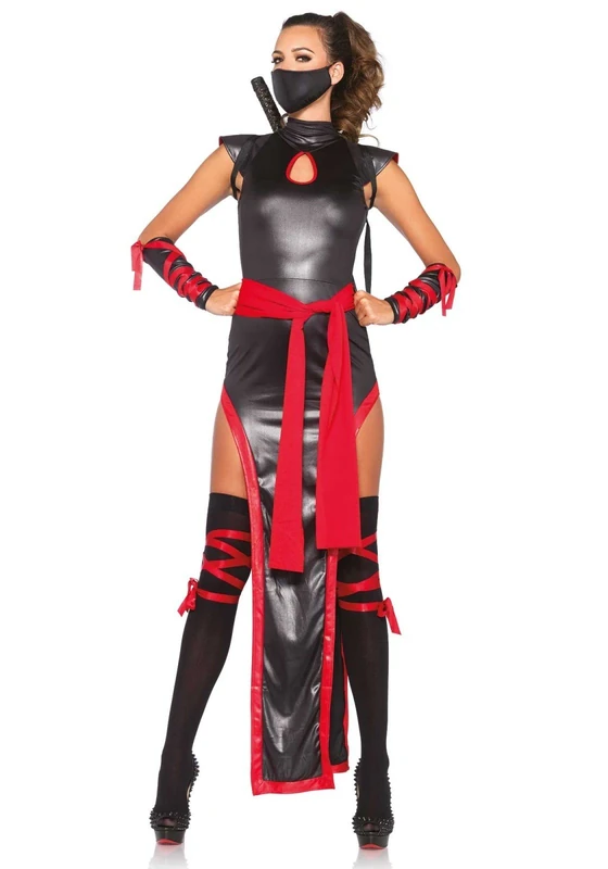 Leg Avenue Shadow Ninja Costumes (Large, Black/Red)