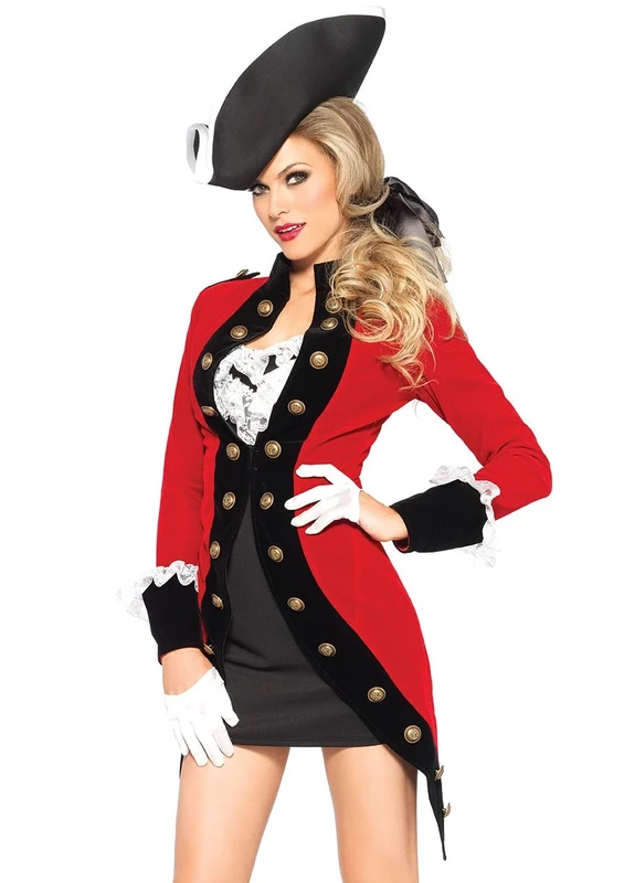 Leg Avenue Rebel Pirate Coat Costume (Large, Red/Black)