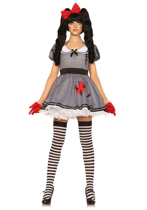 Leg Avenue Wind-Up Doll Costume (Large, Black/White)