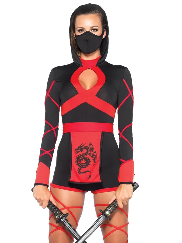 Leg Avenue 8540102011 Dragon Ninja Costume, Women, Black - Image 1