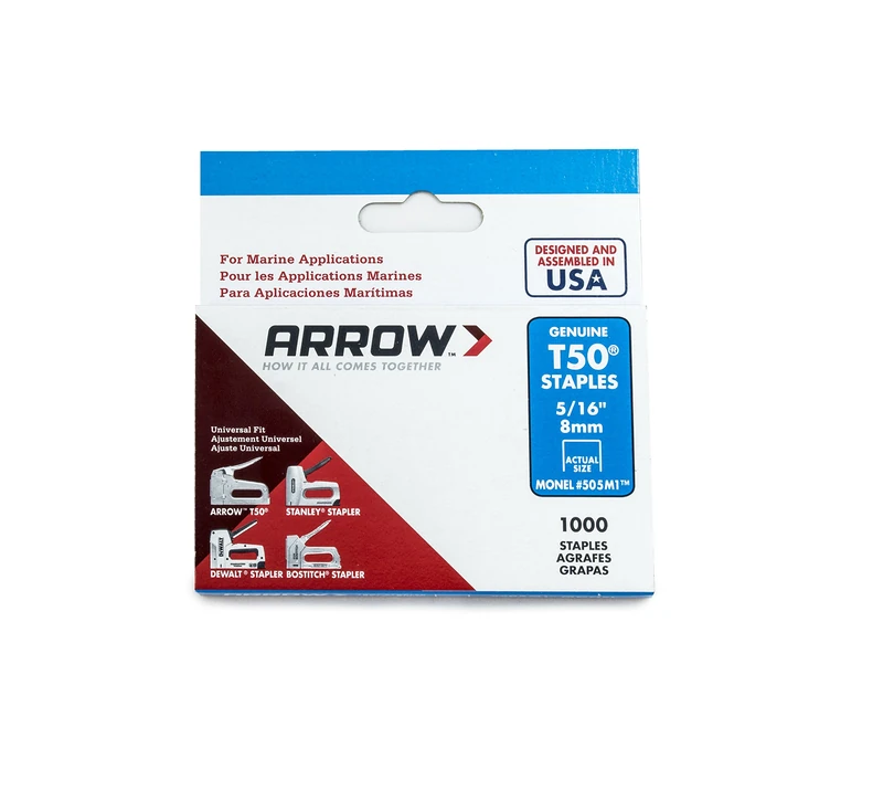 Arrow A505M1 Monel Staples, T50M, 5/16", 8 mm (Pack of 1000)