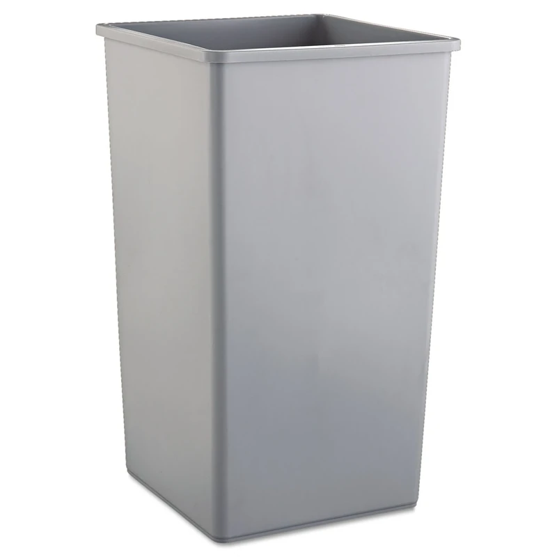 Rubbermaid Commercial Products Square Untouchable Trash Can, 50-Gallon, Gray, Large Durable Waste Container Bin for Indoor/Outdoor Spaces