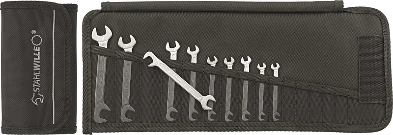 Stahlwille 96400653 12/12A Electric Small Double Open Ended Spanner, in Roll-Up Wallet, 12/10 Size