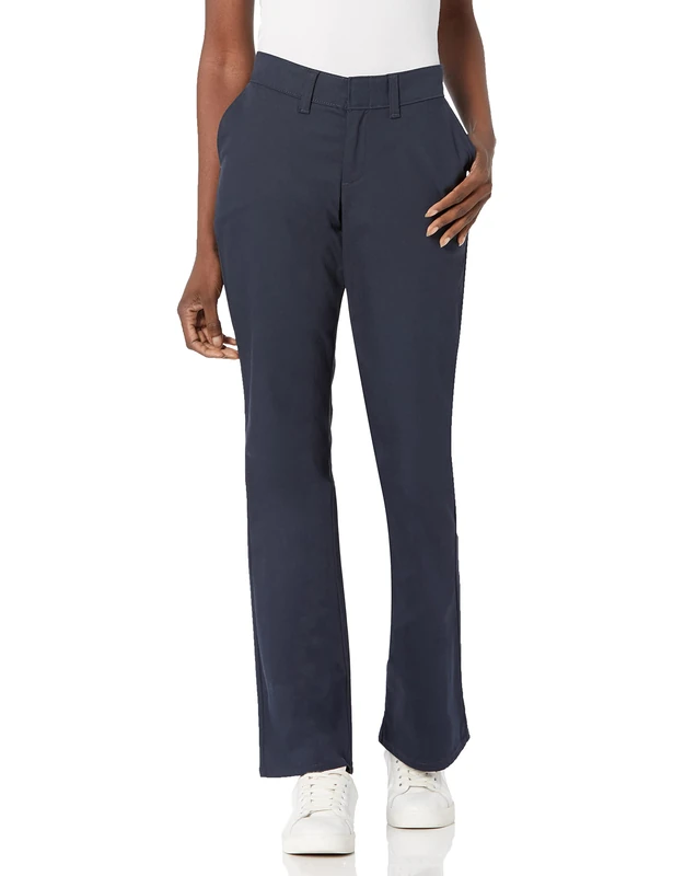 Dickies Women's Slim Fit Boot Cut Leg Twill Pant-Petite/Tall Khakis, Dark Navy V1, 20