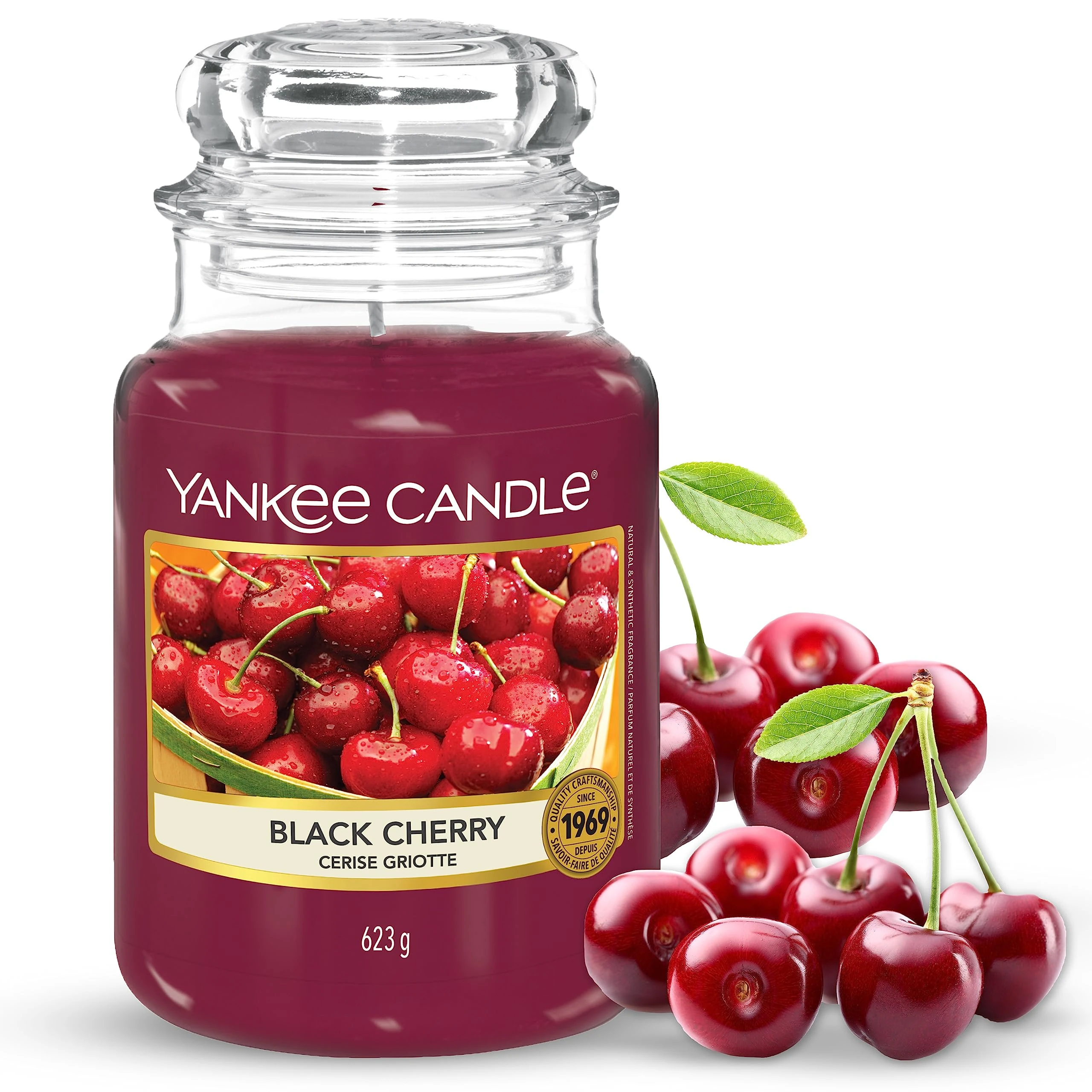 Yankee Candle Scented Candle | Black Cherry Large Jar | Long Burning Candles: up to 150 Hours | Perfect Gifts for Women