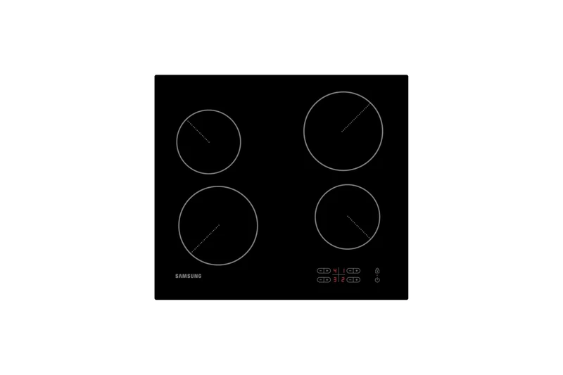 Samsung Ceramic Hob with 4 Cooking Zones, With Touch Control, Colour: Black, Material: Glass, C61R2AEE