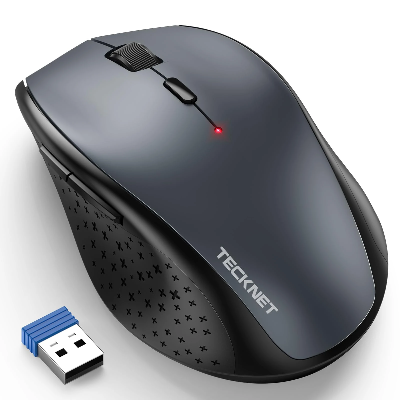 TECKNET Wireless Mouse for Laptop, 4800 DPI Optical Computer Mice with 6 Adjustable Levels, 30 Months Long Battery Life 2.4G Cordless USB Silent Mouse for Notebook, PC, Office Home Work - Grey