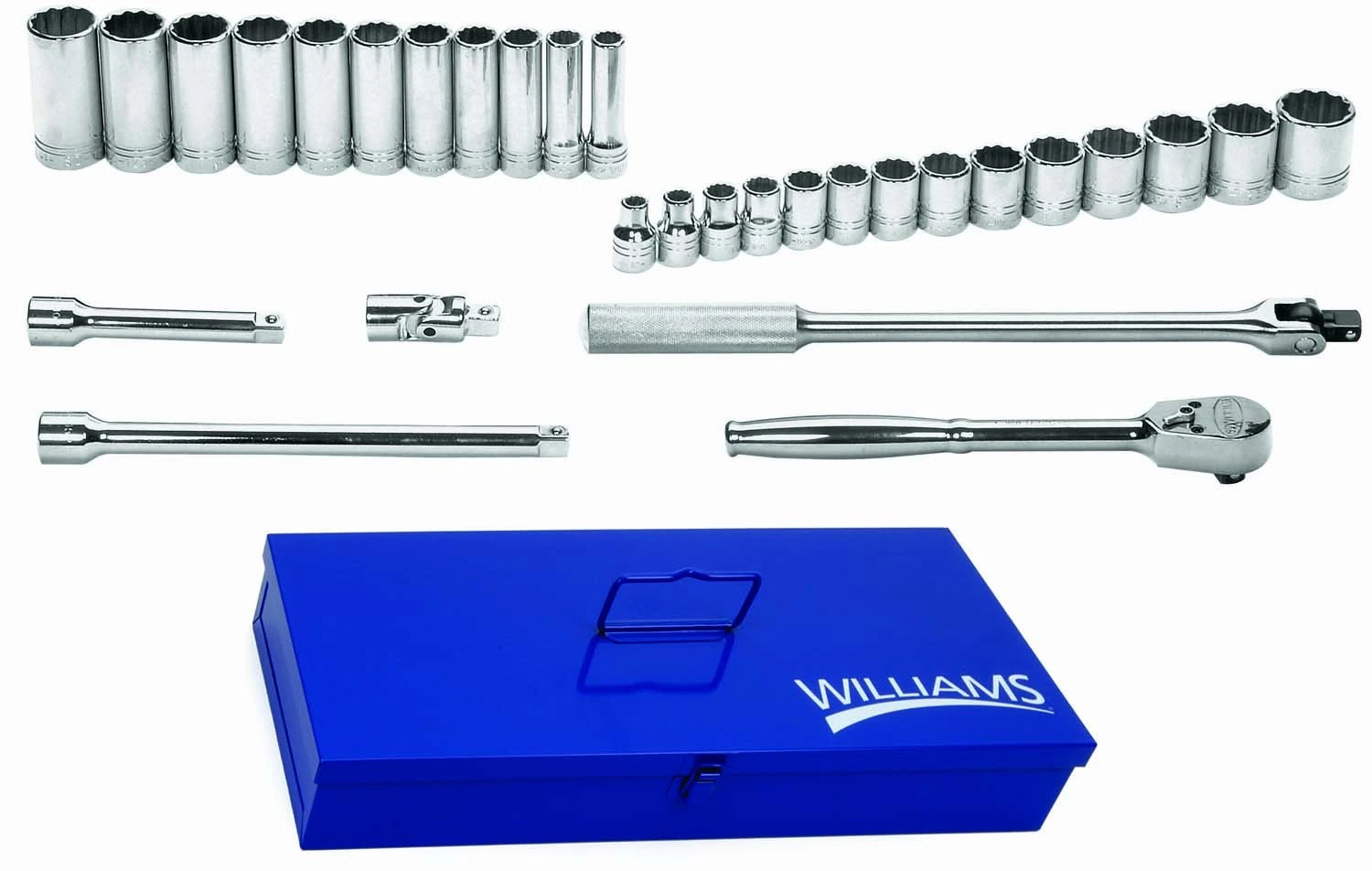 Williams WSS-30TB 30-Piece 1/2-Inch Drive Socket and Drive Tool Set with Tool Box