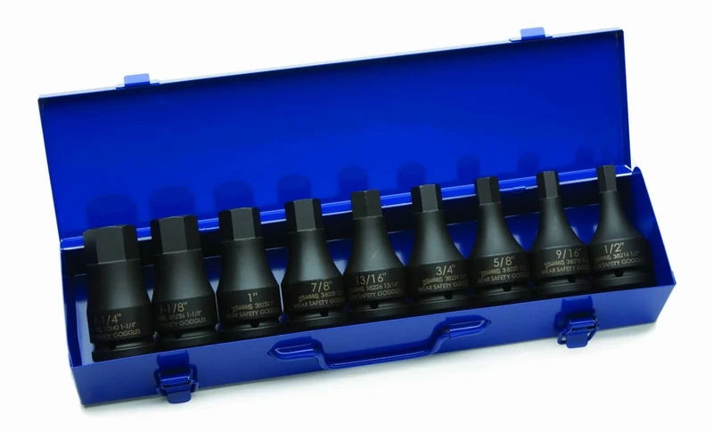 Williams JHW38903 9-Piece 3/4-Inch Drive Hex Driver Impact Socket Set, Black
