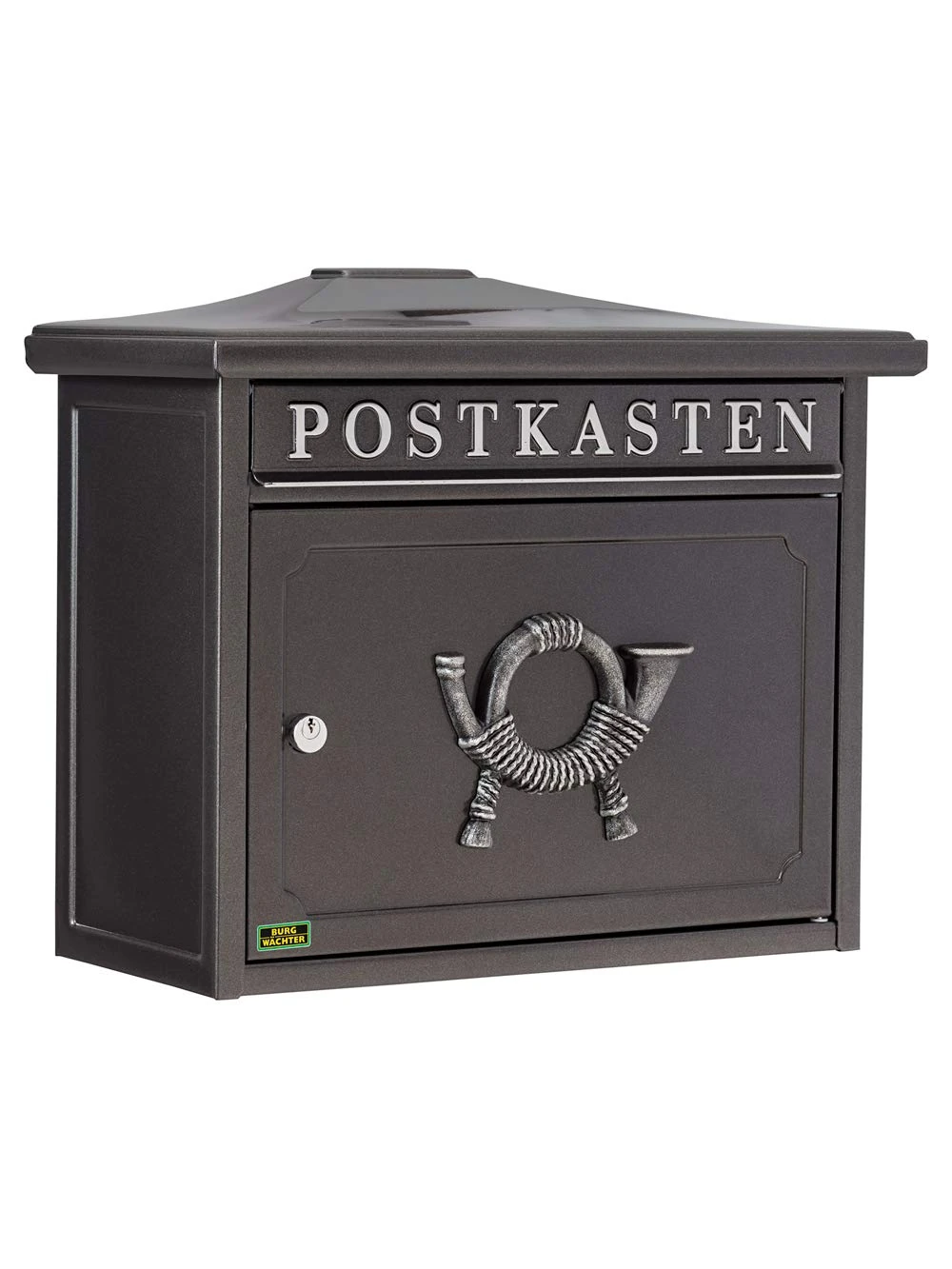 BURG-WÄCHTER Classic Letterbox without Newspaper Compartment and Nameplate, Galvanized Steel, A4 Size Letter Slot, 2 Keys, Sylt 1883 E, Iron Grey