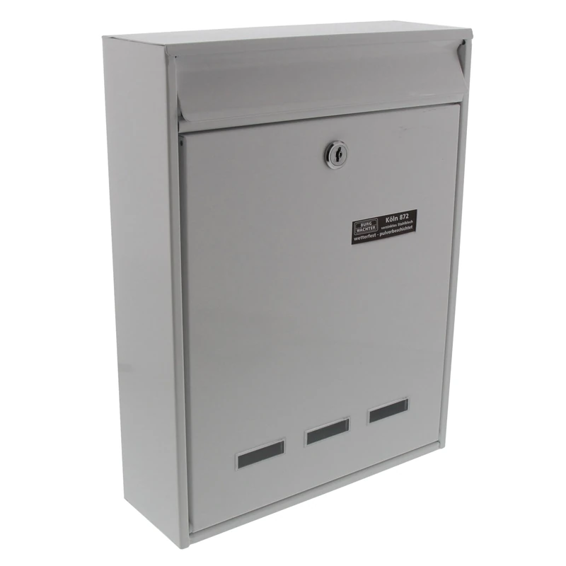 Burg-Wächter Cologne 872 W System Letter Box, A4 Letter Format, EU Standard EN 13724, Galvanised Steel, White