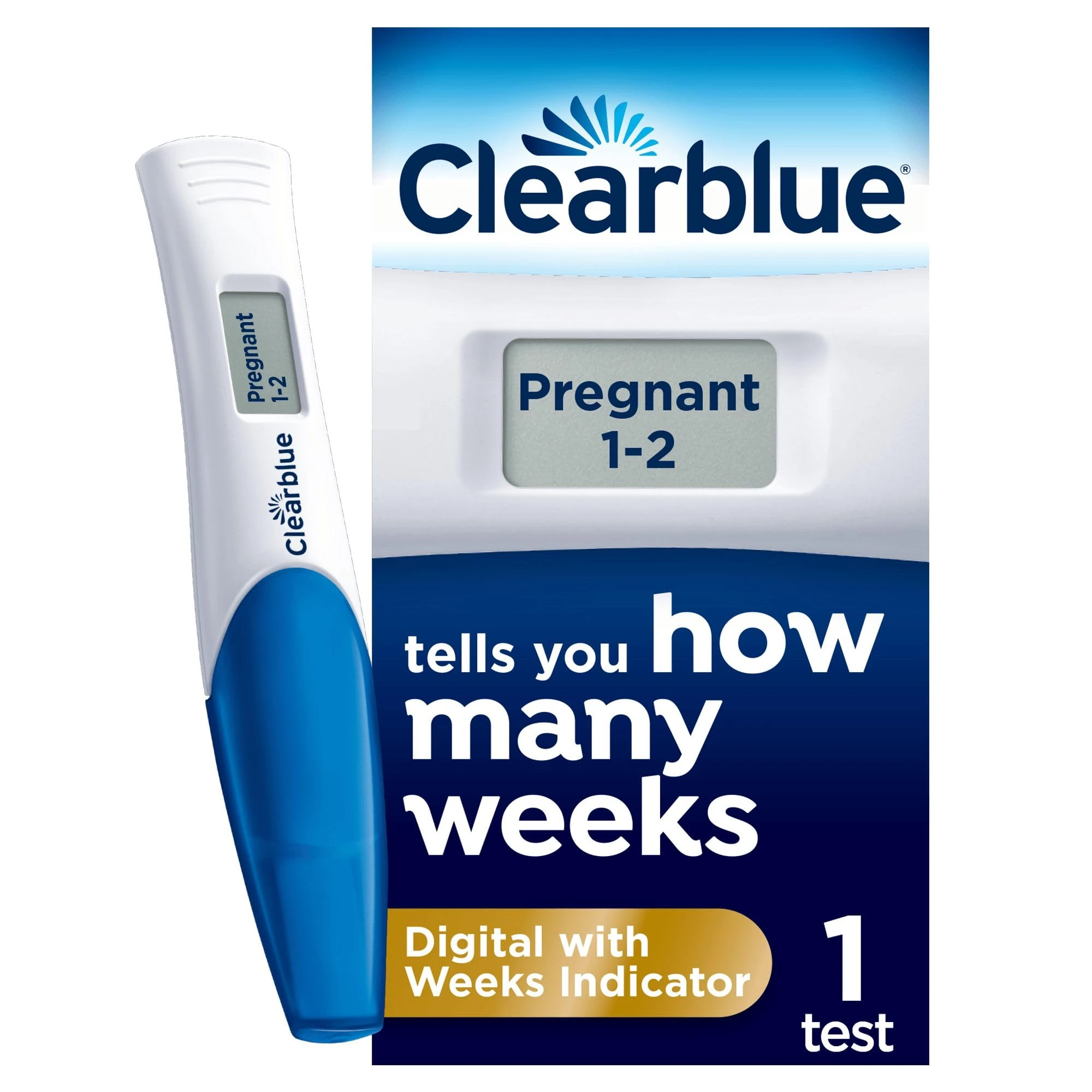 Clearblue Pregnancy Test Digital with Weeks Indicator, Tells You How Many Weeks, 1 Digital Test, Packaging May Vary