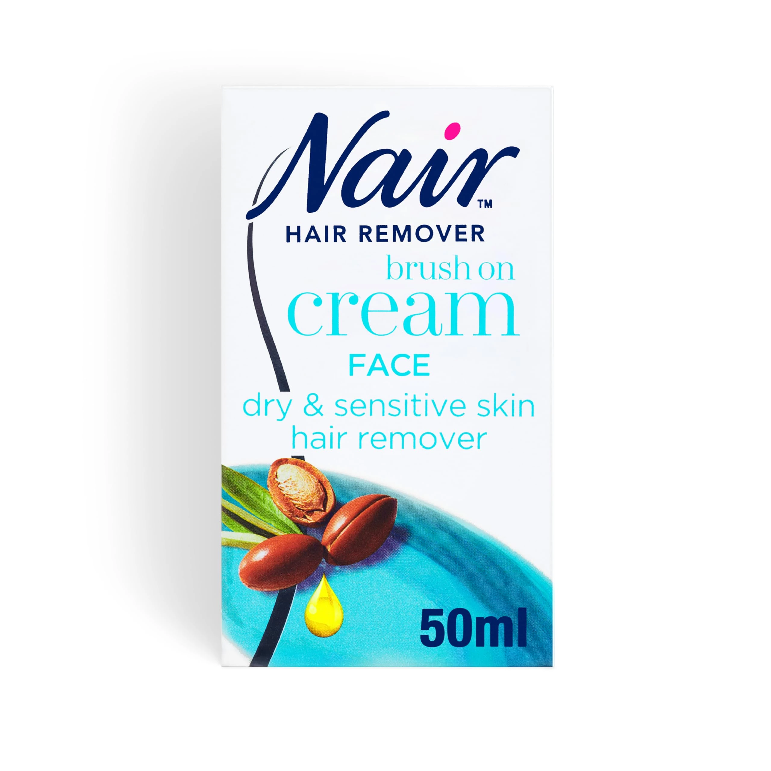 Nair Nourish Facial Brush-On - Hair Removal Cream for Face & Body - Ultra precision - for Dry & Sensitive Skin - with Argan Oil - 50ml
