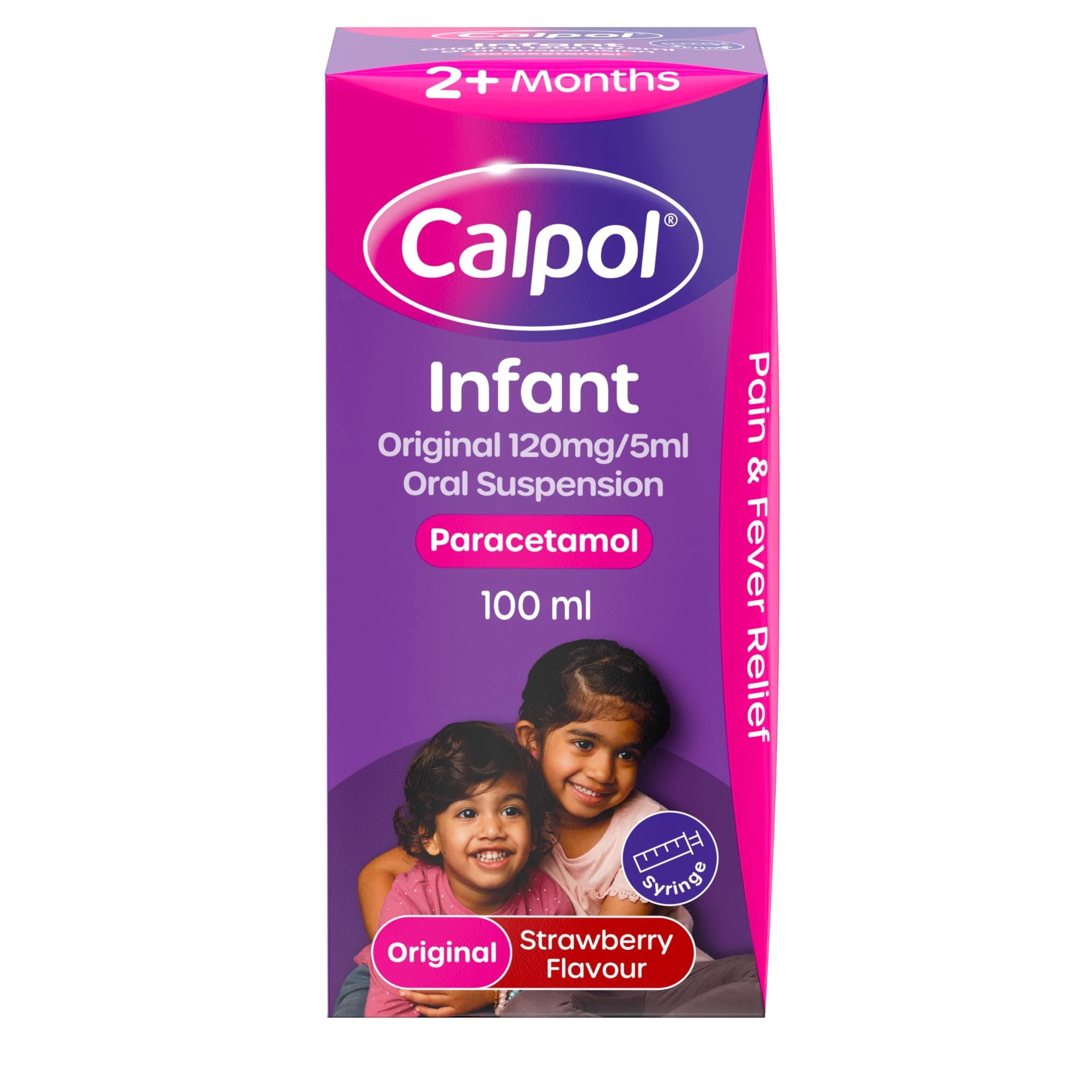 Calpol Infant Suspension, Paracetamol Medication, For 2+ Months, Strawberry Flavour, 100ml