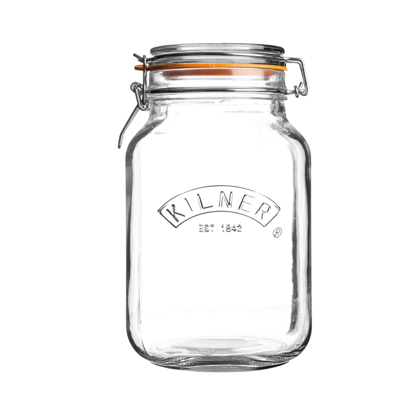 Kilner Square Clip Top Jar 2L - Airtight Glass Storage for Pickling