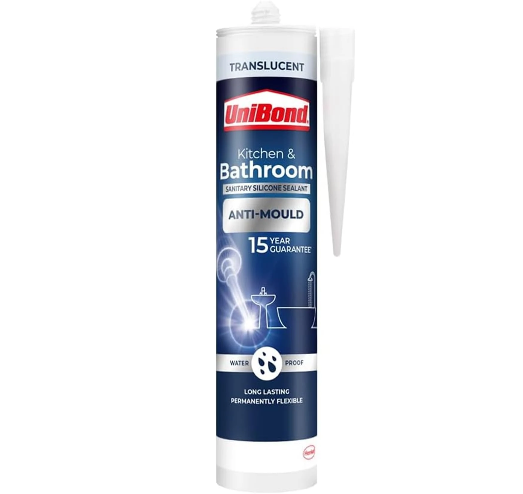 UniBond Anti-Mould Kitchen and Bathroom Sealant - Translucent Cartridge 274g