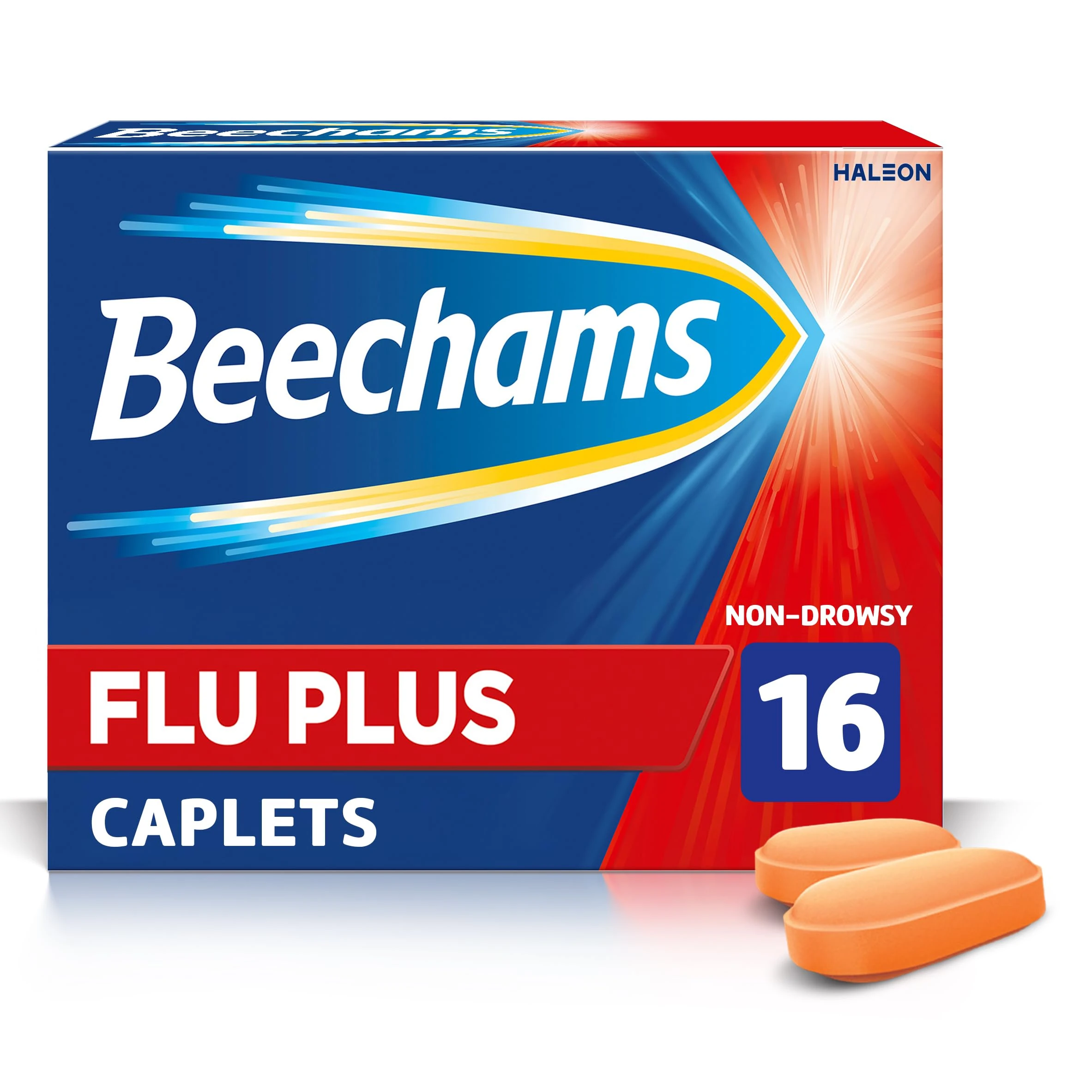Beechams Flu Plus Caplets, Cold & Flu Relief Medicine for adults, with Paracetamol, 16s
