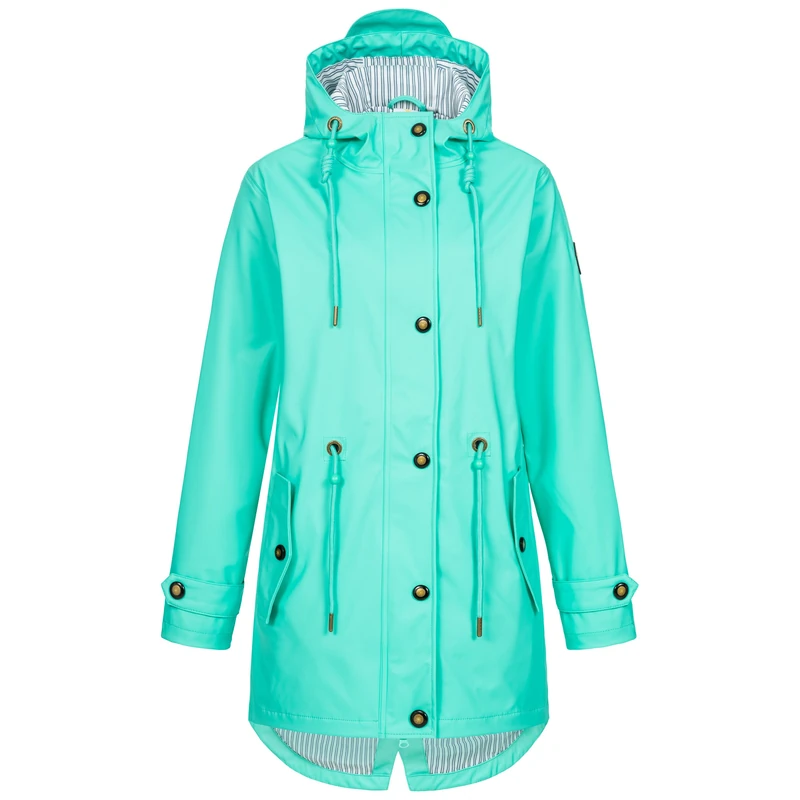 DEPROC-Active Women's Friesennerz Raincoat Hood Waterproof Weatherproof Windbreaker Transition Jacket #ankerglutliebe Rain Jacket, Turquoise, 38