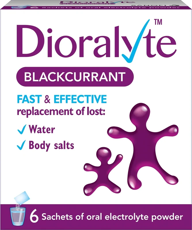 Dioralyte - Fast and Effective Supplement Treatment for Reducing Dehydration and Replacing Electrolytes (mineral salts) of Lost Body Water and Salts- Blackcurrant Flavour - 6 Sachets