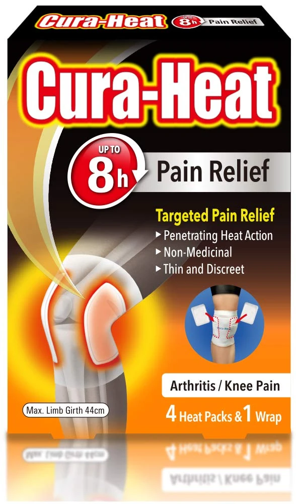 Cura-heat Arthritis Pain for Knee 4 Heat packs and 1 Wrap