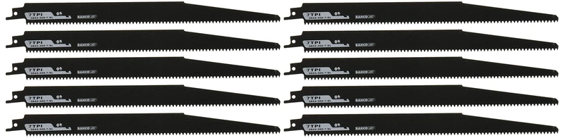 Bahco 3842-300-7-SL-10P 7 TPI SL Reciprocating Blade for Wood, 0 V, Black, 300 mm, Set of 10 Piece