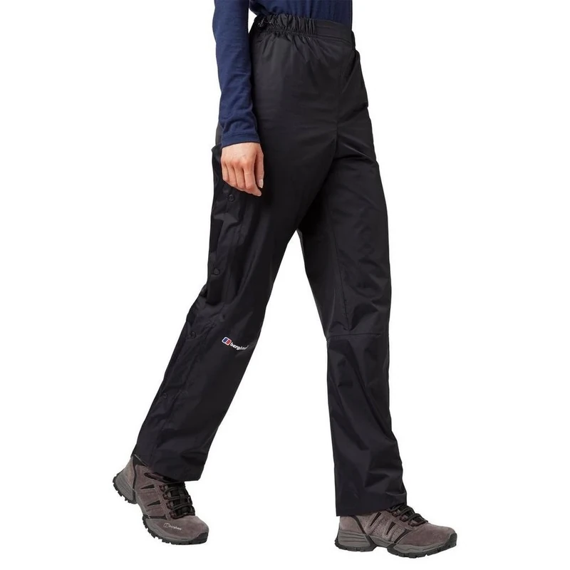 Berghaus Women's Deluge Waterproof Breathable Overtrousers | Durable | Comfortable Rain Pants, Black, 16 Short (29 Inches)