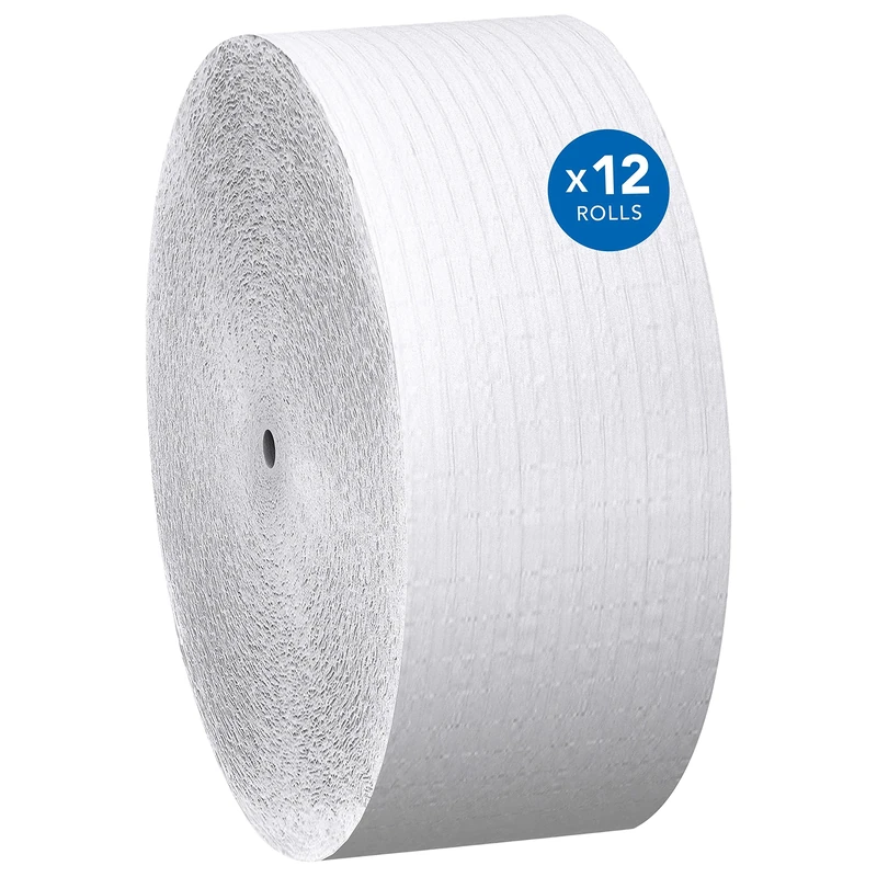 Scott Essential Jumbo Roll JR. Coreless Toilet Paper (07005), 1-PLY, White, 12 Rolls/Case, 2,300' / Roll