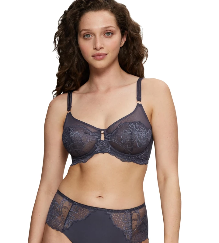 Triumph Women's Wild Peony Florale W01 Minimiser Bra, Pebble Grey, 34DD