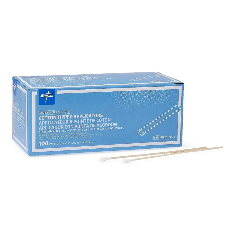 Medline Sterile Cotton-Tipped Wood Applicator, 6" (Pack of 2000)